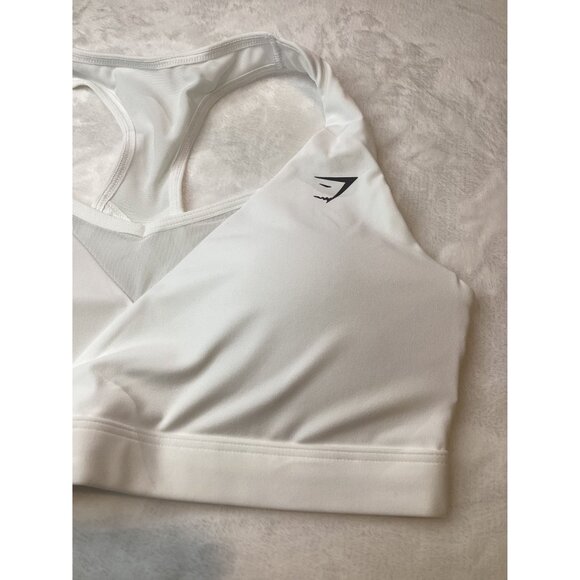 Gymshark White Crossover Sports Bra S Lightweight & Breathable With Pads - Picture 4 of 8